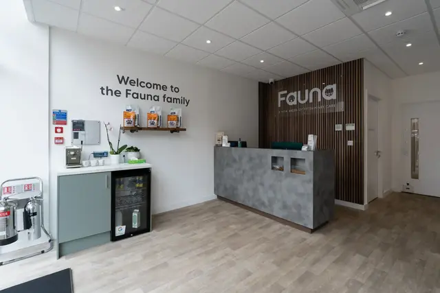 Reception area at Fauna Vets veterinary clinic in Northwood